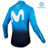 Tenue Cycliste Manches Longues et Collant à Bretelles 2019 Movistar Team Hiver Thermal Fleece N001